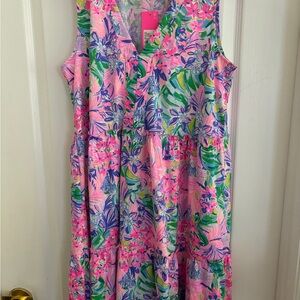NWT Lilly Pulitzer Loves Disney Minnie Pink and Green Sleeveless Sundress size M